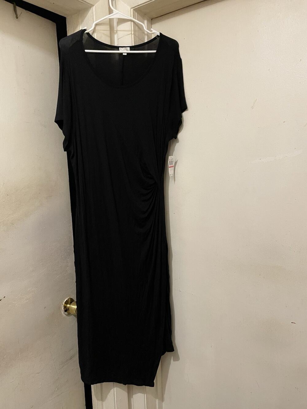 Elegant Black Ruched Maxi Flowy Plus Size Evening & Lounge Dress Size XXL